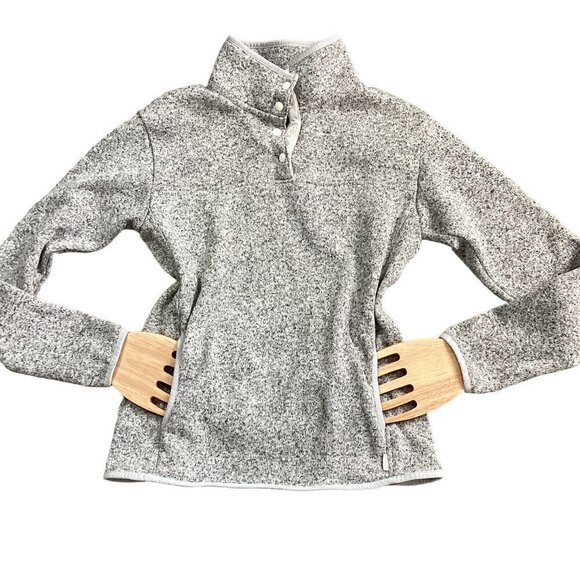 Eddie Bauer  S Fleece Snap Mock Neck Pouch Pocket Sweater/Sweatshirt Gray 130Q - Picture 1 of 7